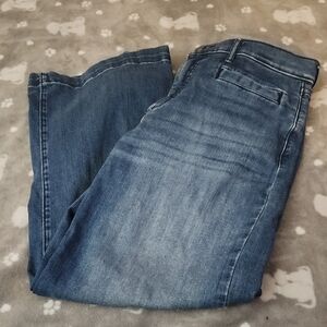 Eddie Bauer Women's Slightly Curvy High Rise Wide Leg Crop Jeans Size 12